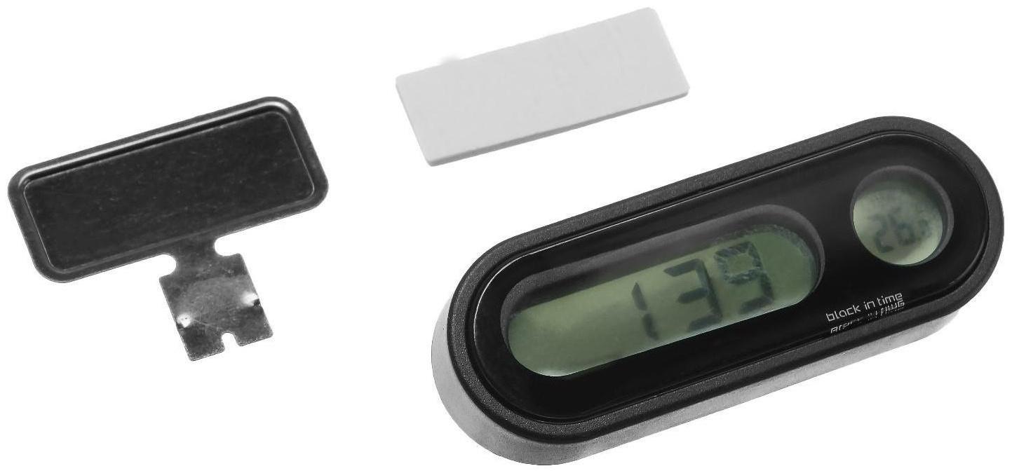 Часы-термометр TORSO, автомобильные с подсветкой, черный
