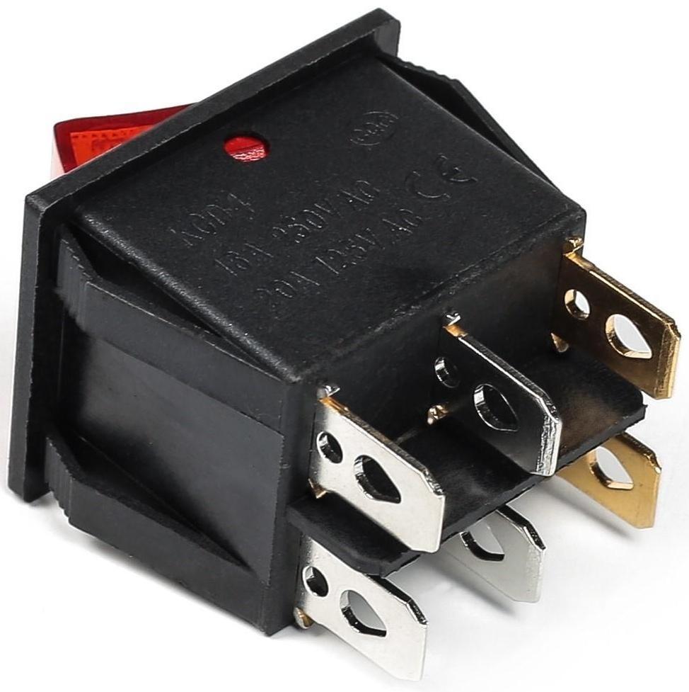 Выключатель клавишный с подсветкой двойной, красный