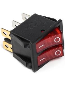 Выключатель клавишный с подсветкой двойной, красный