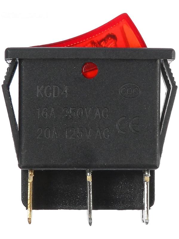 Выключатель клавишный с подсветкой двойной, красный