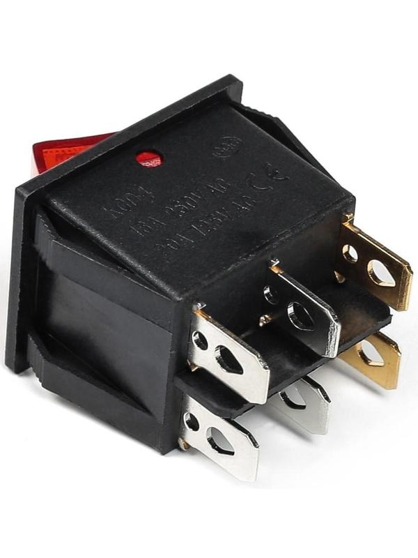 Выключатель клавишный с подсветкой двойной, красный