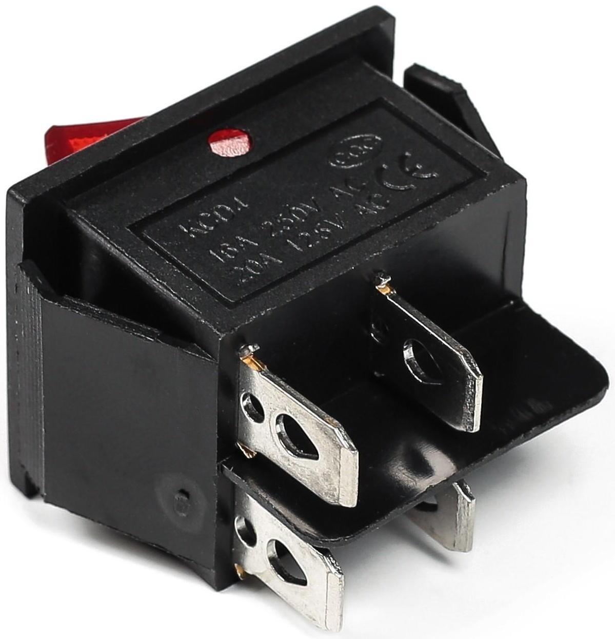 Выключатель клавишный с подсветкой одинарный, красный