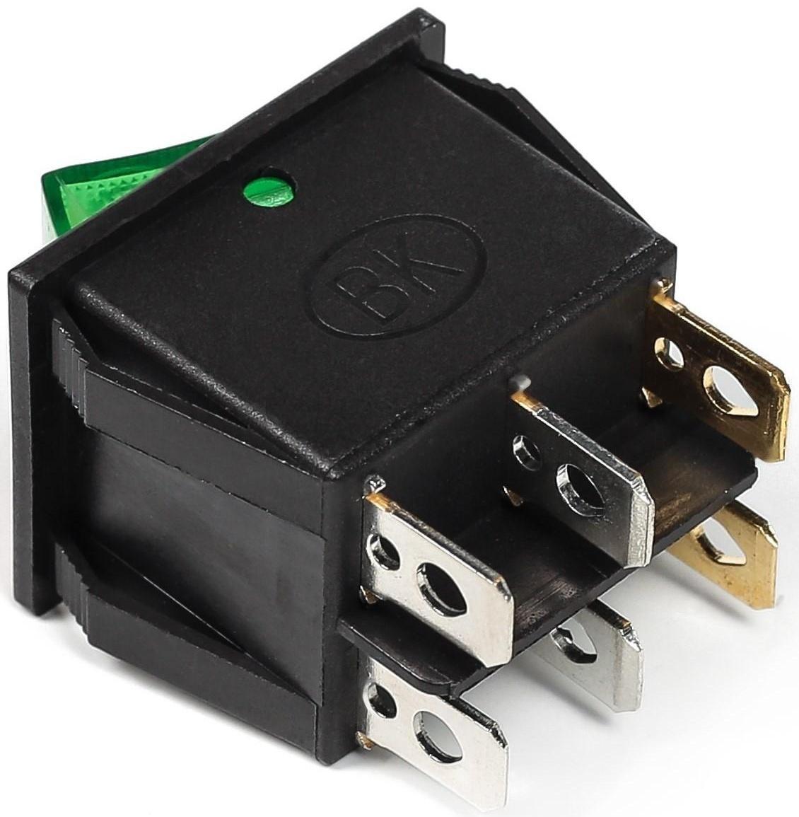 Выключатель клавишный с подсветкой двойной, красно-зеленый