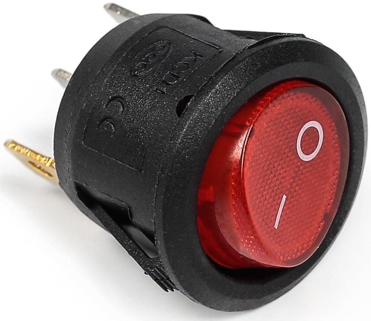 Выключатель клавишный с подсветкой, диаметр 23 мм, красный