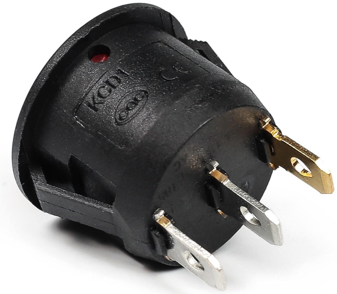 Выключатель клавишный с подсветкой, диаметр 23 мм, красный