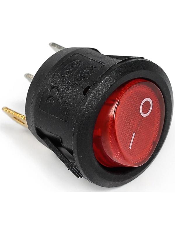 Выключатель клавишный с подсветкой, диаметр 23 мм, красный