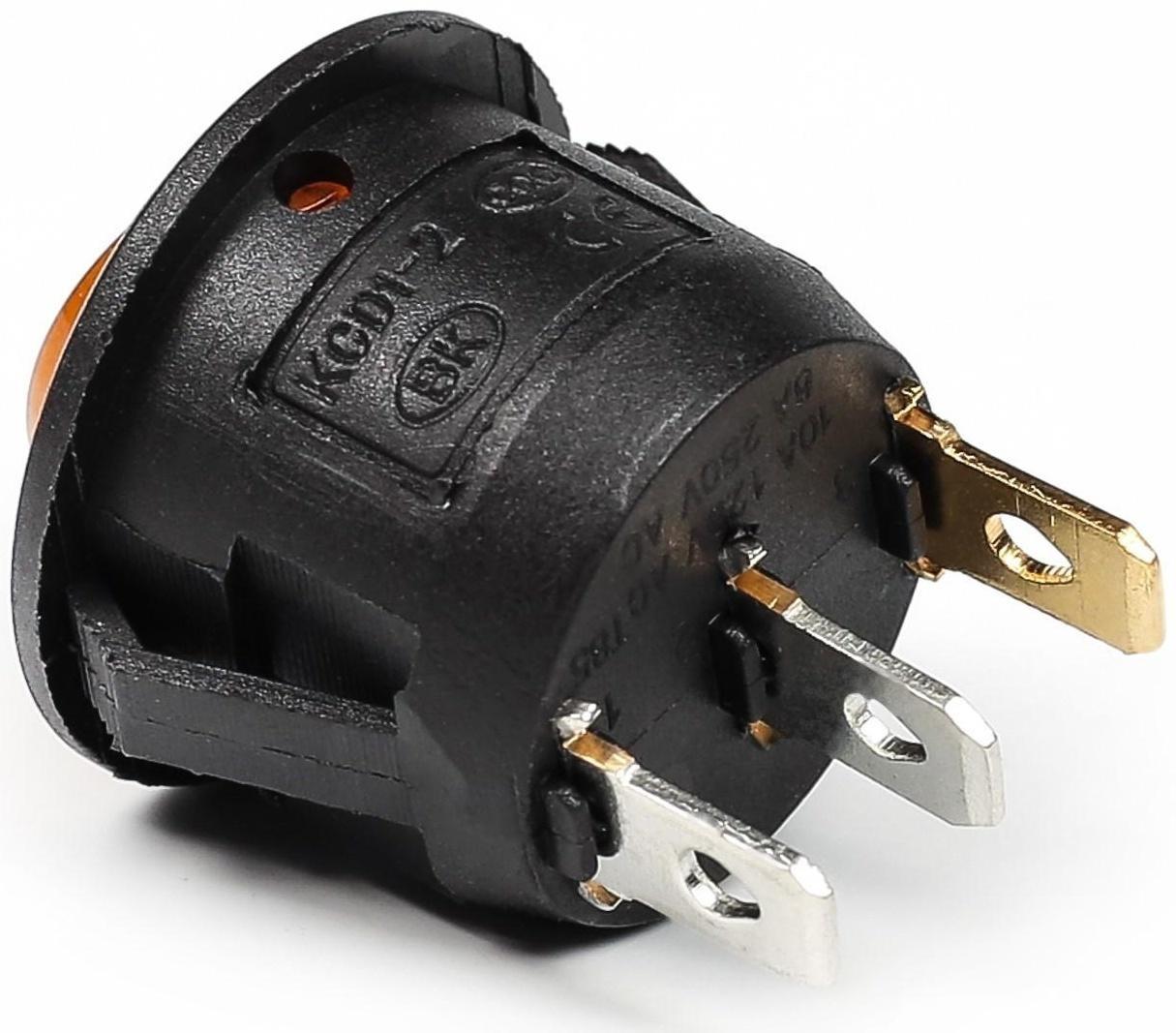 Выключатель клавишный с подсветкой, диаметр 23 мм, желтый