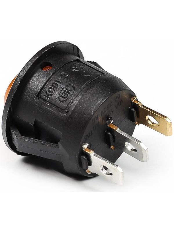 Выключатель клавишный с подсветкой, диаметр 23 мм, желтый