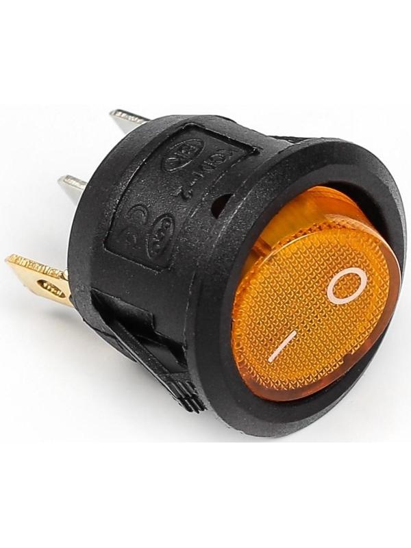 Выключатель клавишный с подсветкой, диаметр 23 мм, желтый