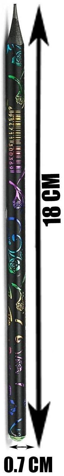Карандаш чернографитный твёрдость HB, корпус чёрный с рисунком, заточенный, со стразой из акрила, МИКС