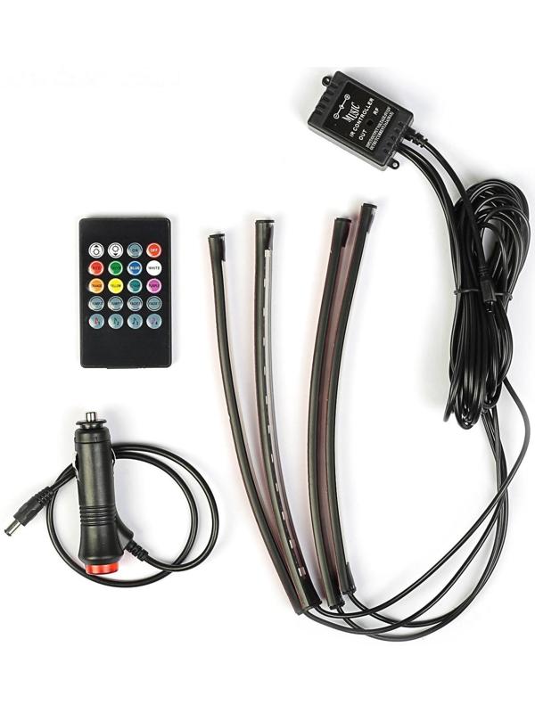 Подсветка салона 12 LED-5050, 22 см, пульт, светомузыка, мультисвет RGB, 4 шт