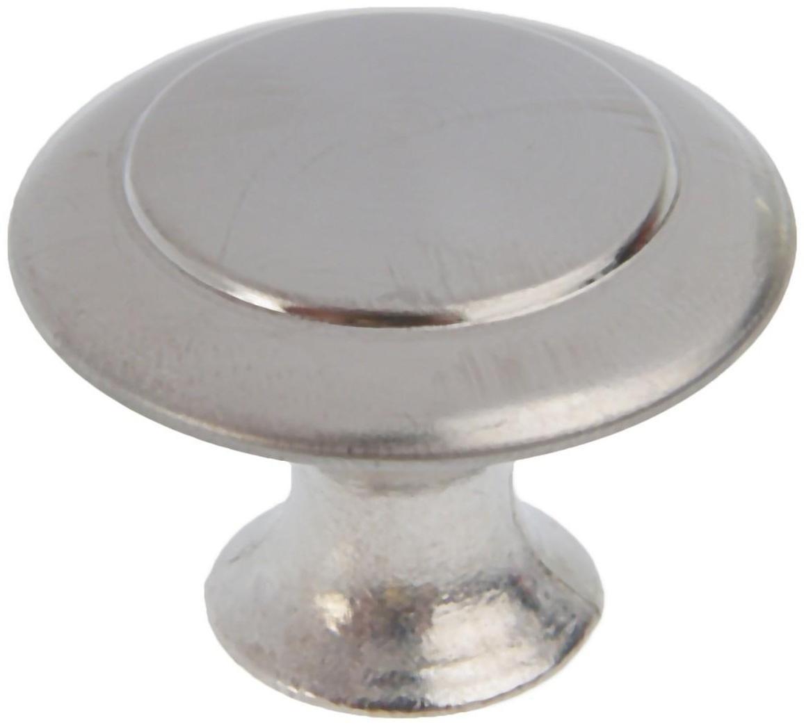 Ручка кнопка ТУНДРА, d=28 мм, цвет матовый никель