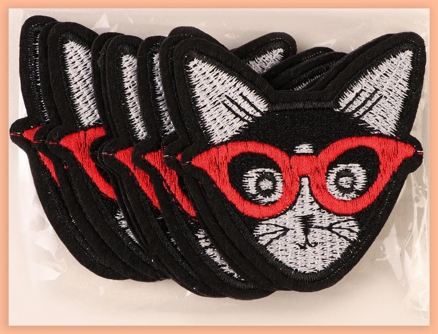 Термоаппликация «Кот в очках», 6 × 6 см, цвет чёрный