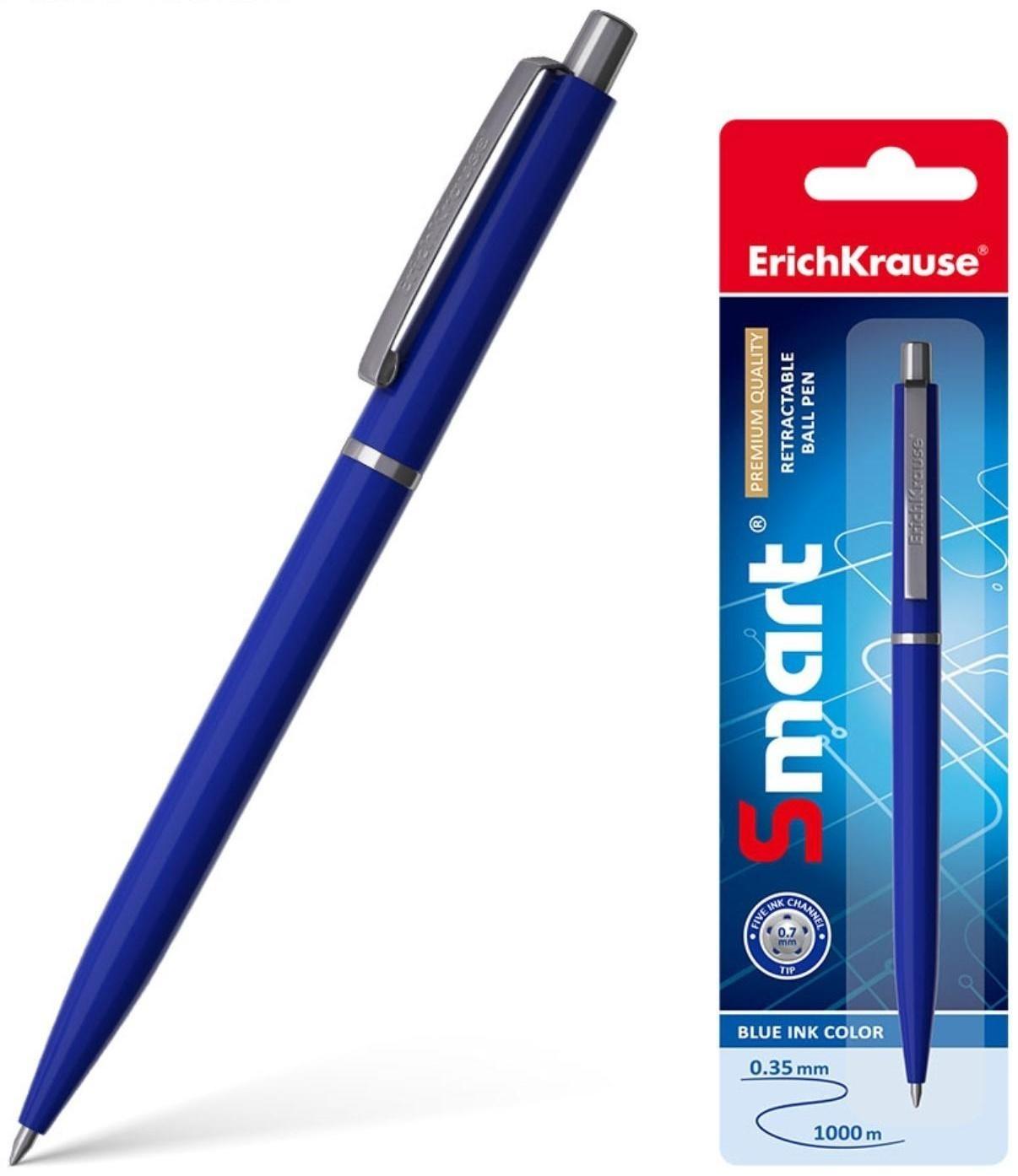 Ручка шариковая автоматическая Smart, узел 0.7 мм, под логотип, чернила синие, длина линии письма 1000 метров, блистер