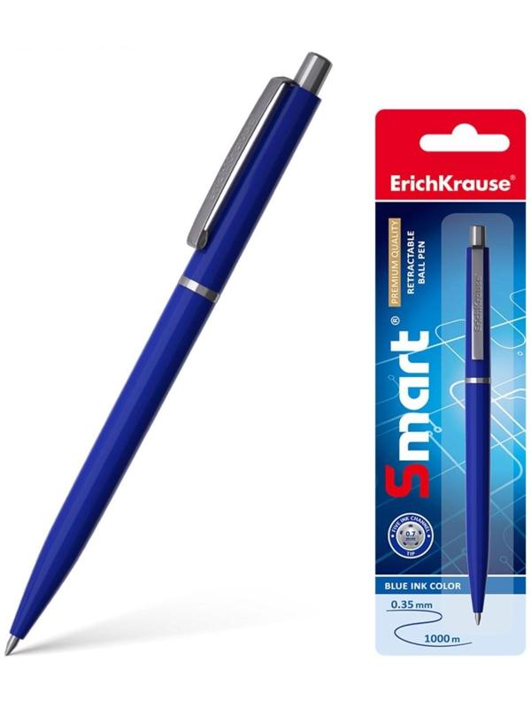 Ручка шариковая автоматическая Smart, узел 0.7 мм, под логотип, чернила синие, длина линии письма 1000 метров, блистер