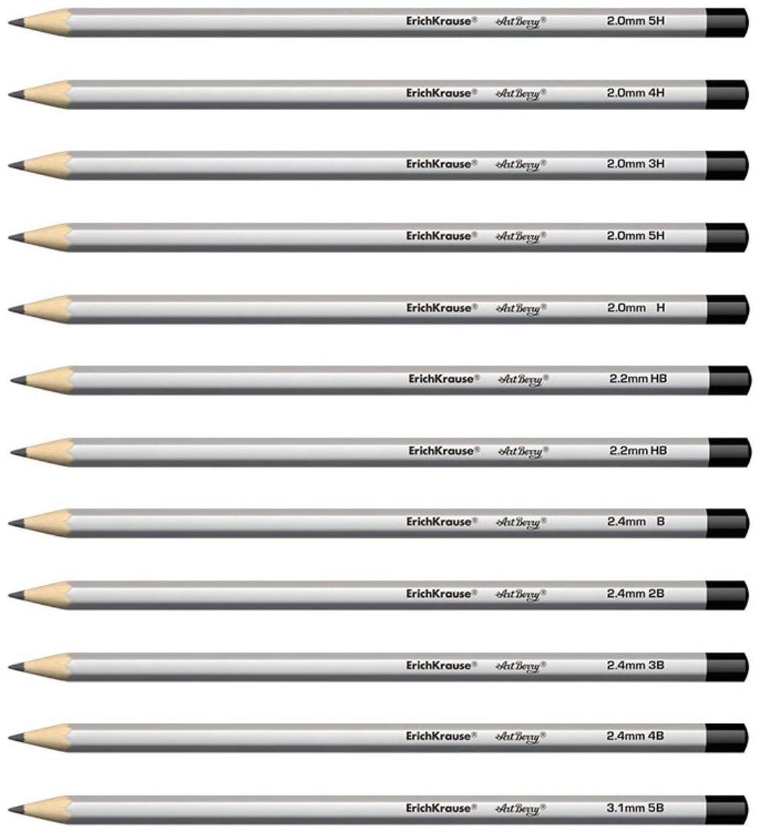 Набор карандашей чернографитных разной твердости 12 штук ErichKrause