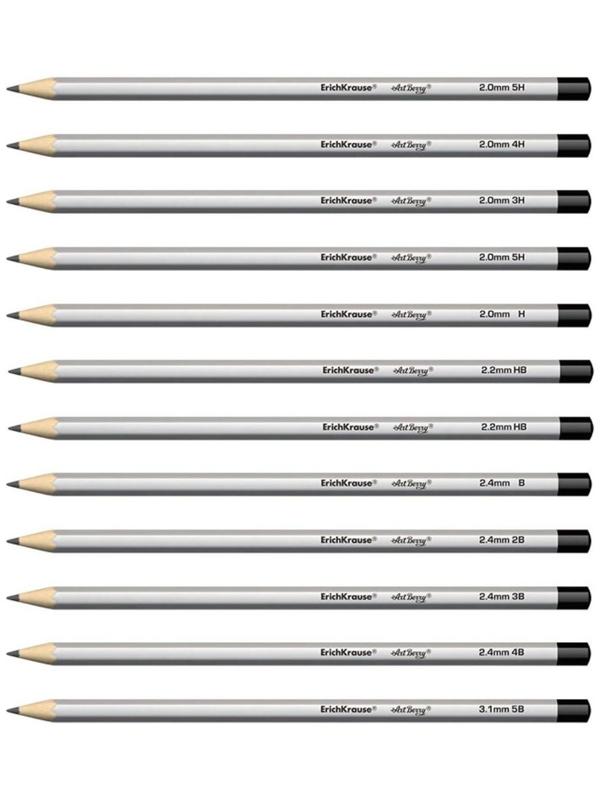 Набор карандашей чернографитных разной твердости 12 штук ErichKrause