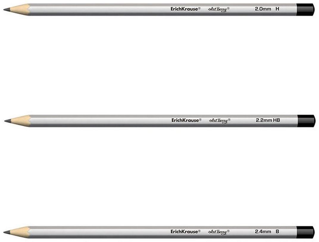 Набор карандашей чернографитных разной твердости 3 штуки Erich Krause, в наборе: Н, НВ, В, в блистере
