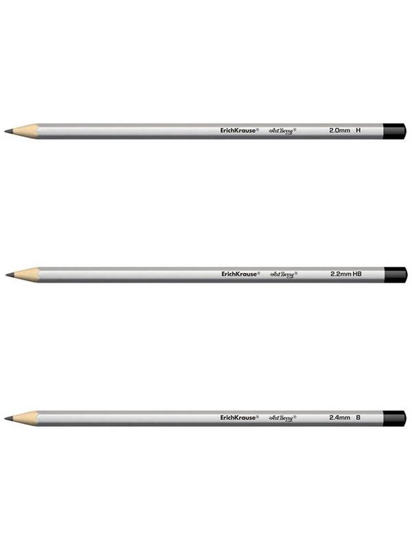 Набор карандашей чернографитных разной твердости 3 штуки Erich Krause, в наборе: Н, НВ, В, в блистере