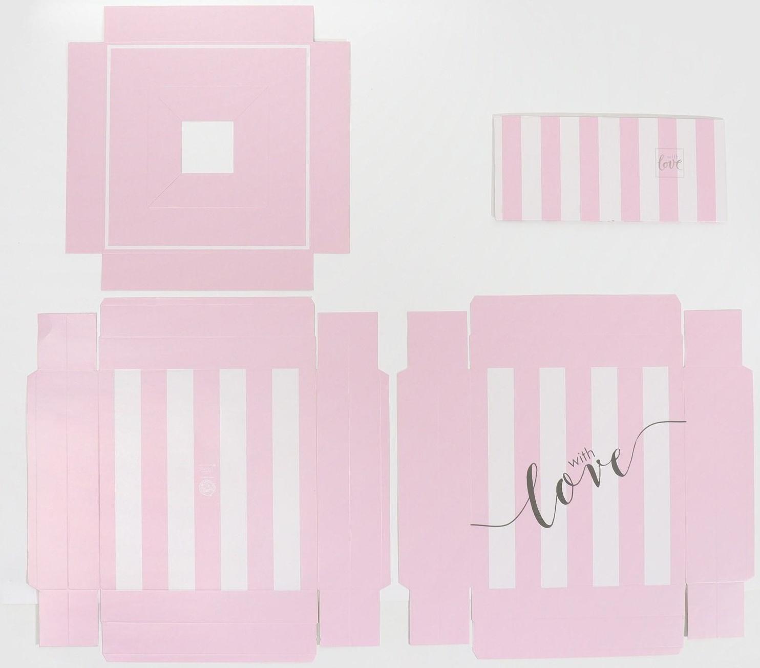 Коробка для цветов с вазой и PVC-окнами «With Love», складная, 23 × 30 × 23 см