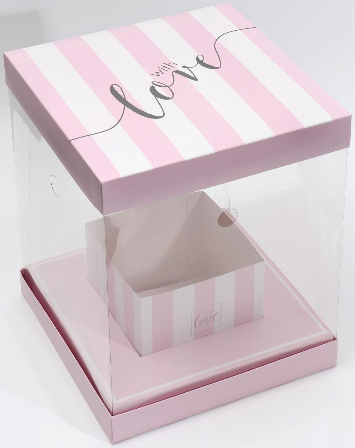 Коробка для цветов с вазой и PVC-окнами «With Love», складная, 23 × 30 × 23 см