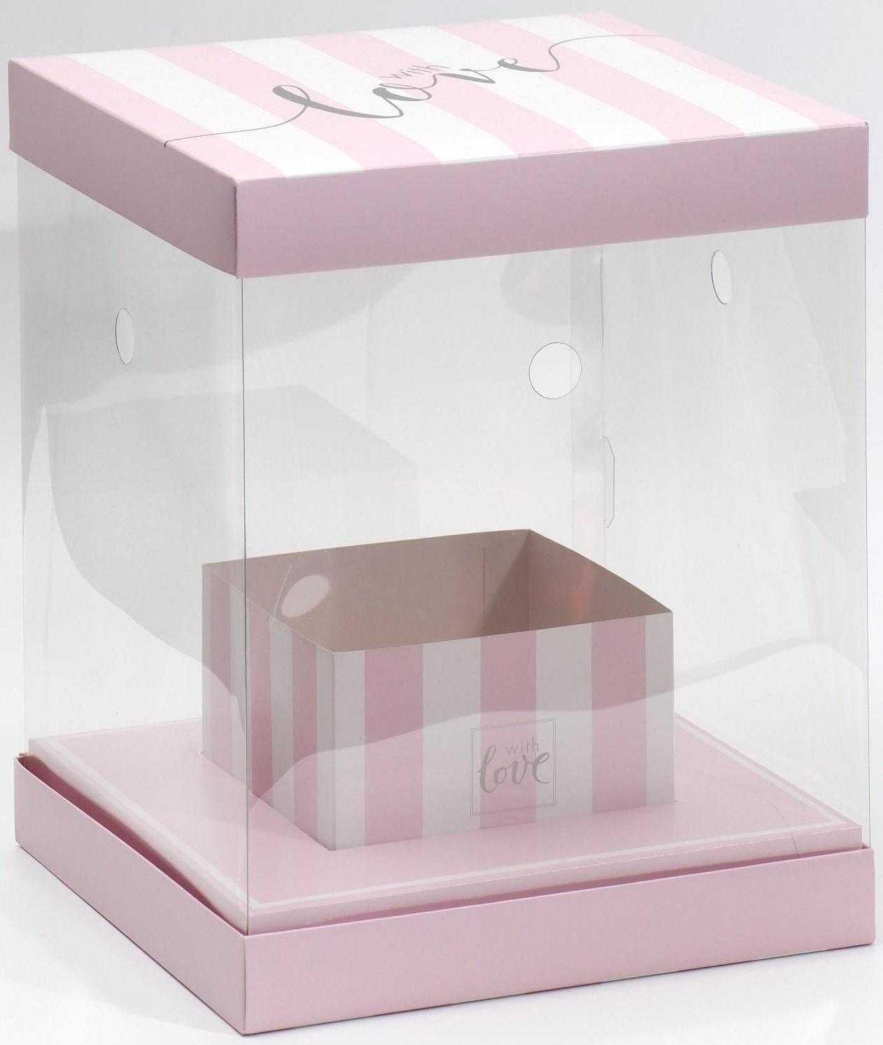 Коробка для цветов с вазой и PVC-окнами «With Love», складная, 23 × 30 × 23 см