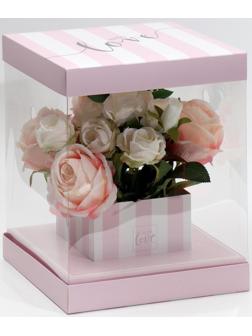Коробка для цветов с вазой и PVC-окнами «With Love», складная, 23 × 30 × 23 см
