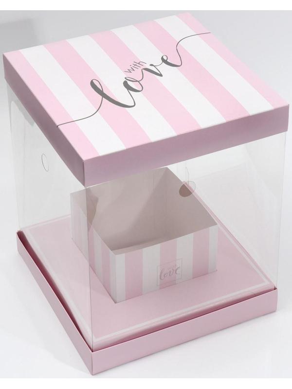 Коробка для цветов с вазой и PVC-окнами «With Love», складная, 23 × 30 × 23 см
