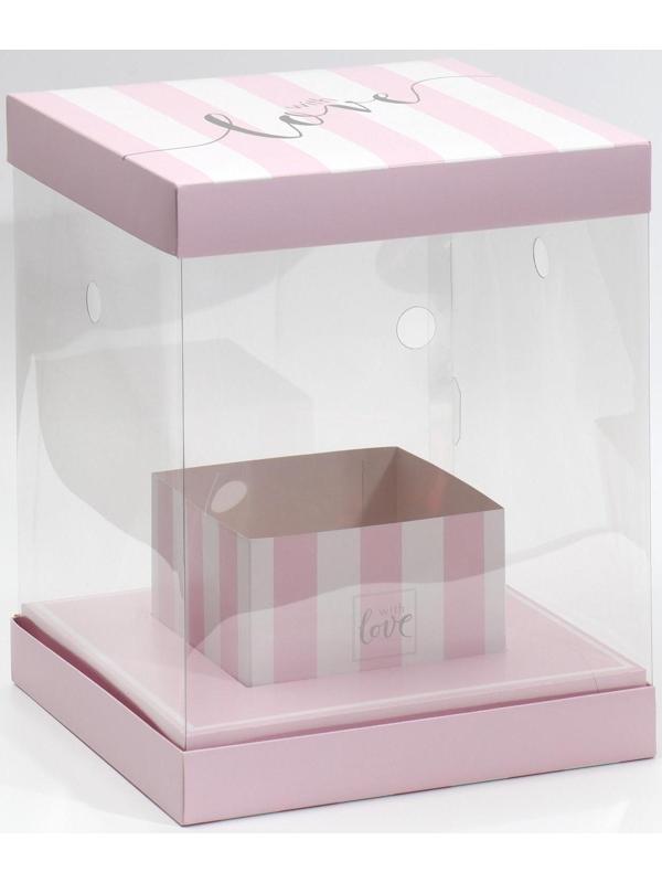 Коробка для цветов с вазой и PVC-окнами «With Love», складная, 23 × 30 × 23 см
