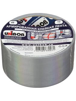 Клейкая лента Unibob армированная на ткани серебряная, 48 мм х 10 м
