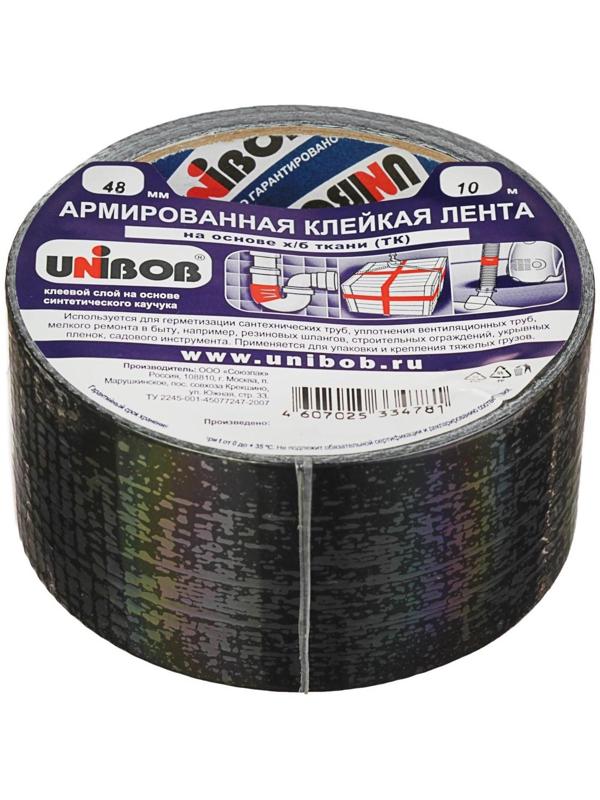 Клейкая лента Unibob армированная чёрная 48мм х 10м