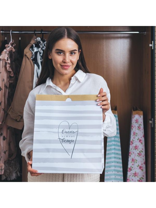 Пакет крафтовый «Очень нужные вещи», 32 х 36 х 16 см