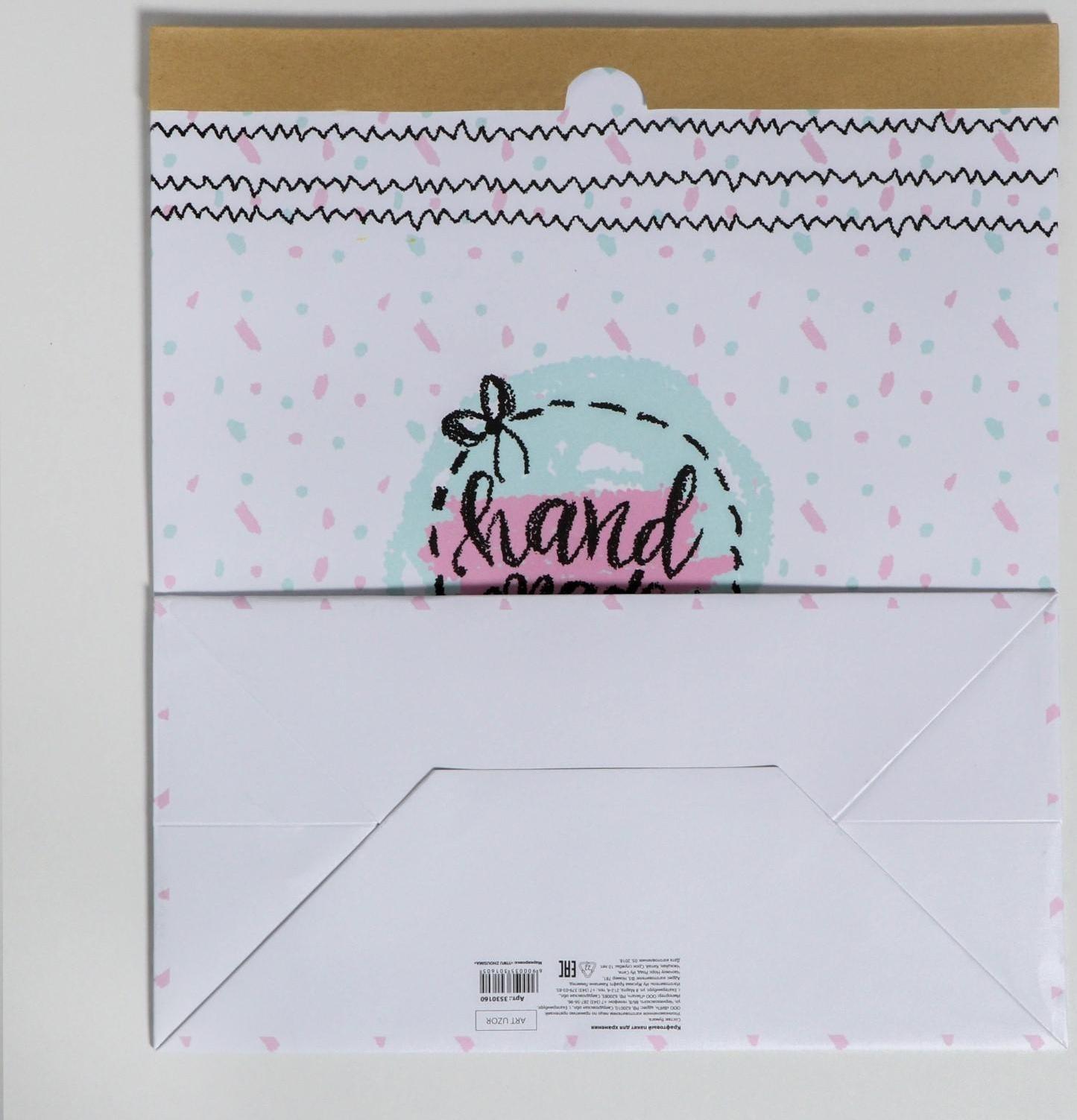 Пакет крафтовый «Hand made», 32 х 36 х 16 см