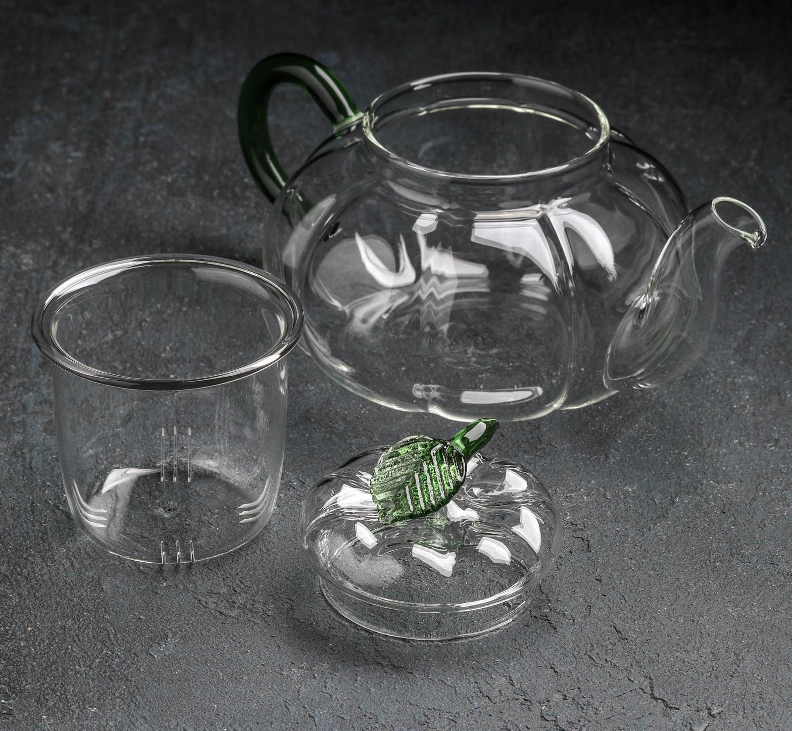 Чайник стеклянный заварочный «Грин», 700 мл, стеклянное сито