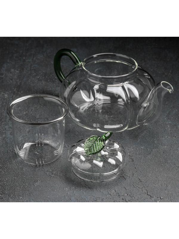 Чайник стеклянный заварочный «Грин», 700 мл, стеклянное сито