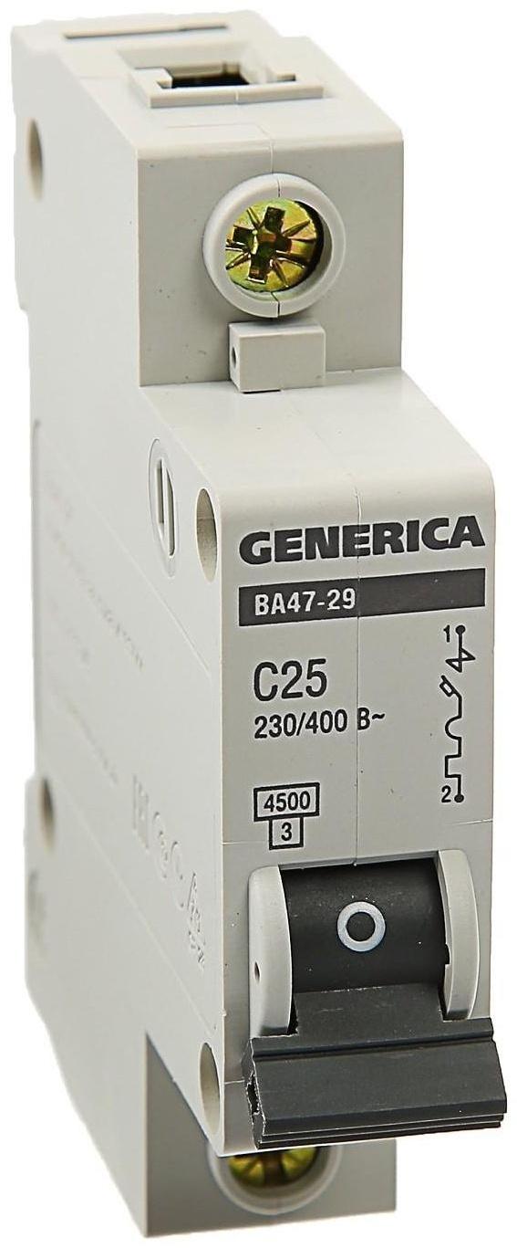 Выключатель автоматический IEK GENERICA ВА47-29, 1п, 25 А, 4.5 кА, хар-ка С