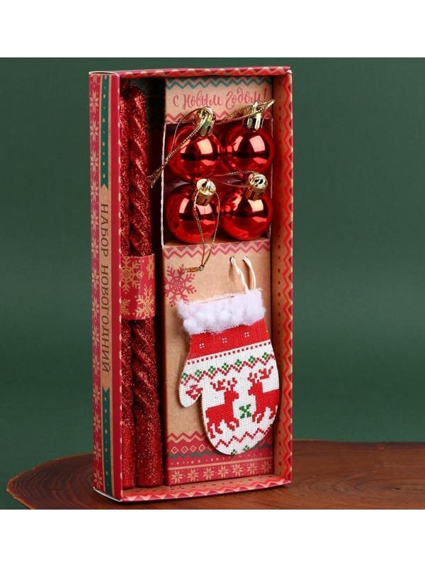 Новогодние витые свечи с декором «Чудес в Новом году!», набор