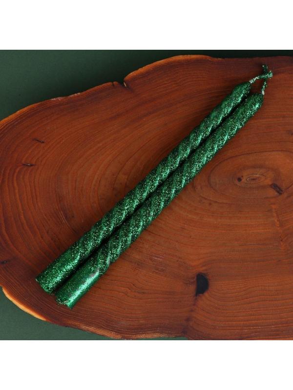 Новогодние витые свечи с декором «С Новым годом!», набор