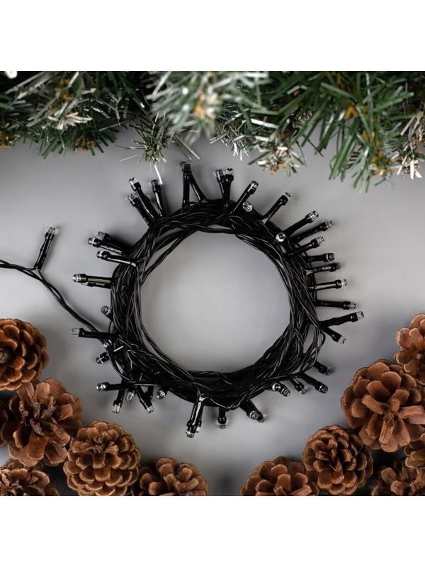 Гирлянда «Нить» 5 м, IP20, тёмная нить, 50 LED, свечение красное, 8 режимов, 220 В