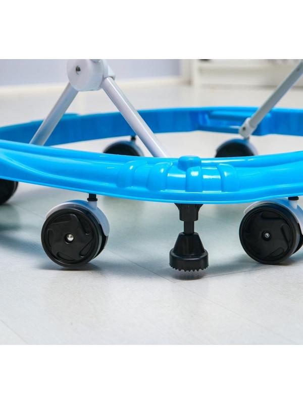 Ходунки «Львенок», 8 колес, тормоз, муз., игрушки, синий-зеленый