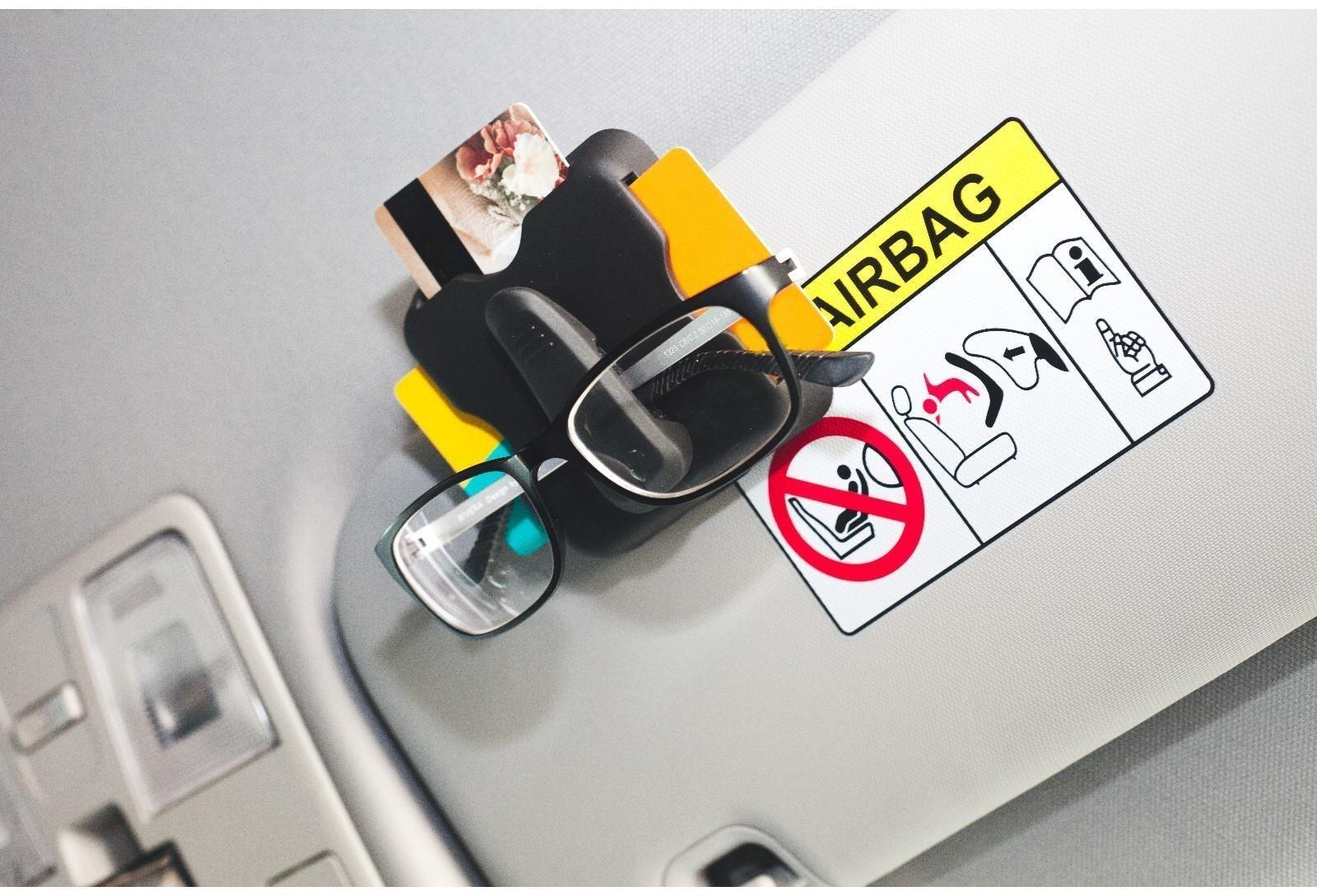 Держатель очков и визиток на солнцезащитный козырек, черный