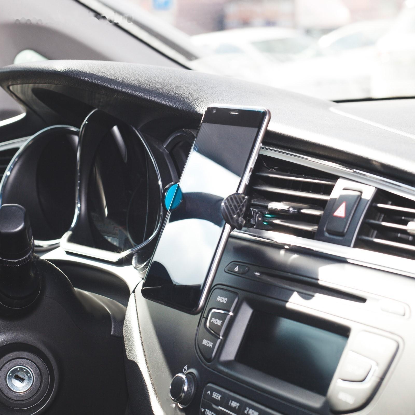 Держатель в дефлектор раздвижной 60 мм - 95 мм на прищепке, синий