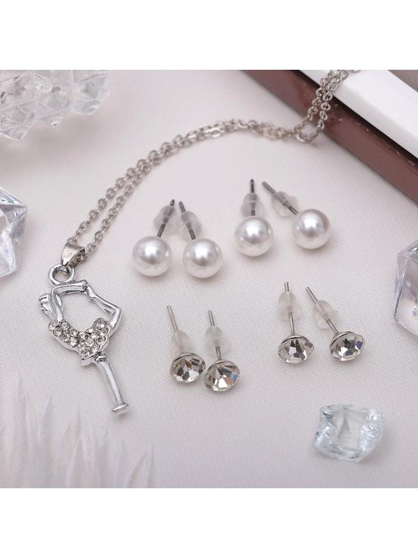 Гарнитур 5 предметов: 4 пары пуссет, кулон 