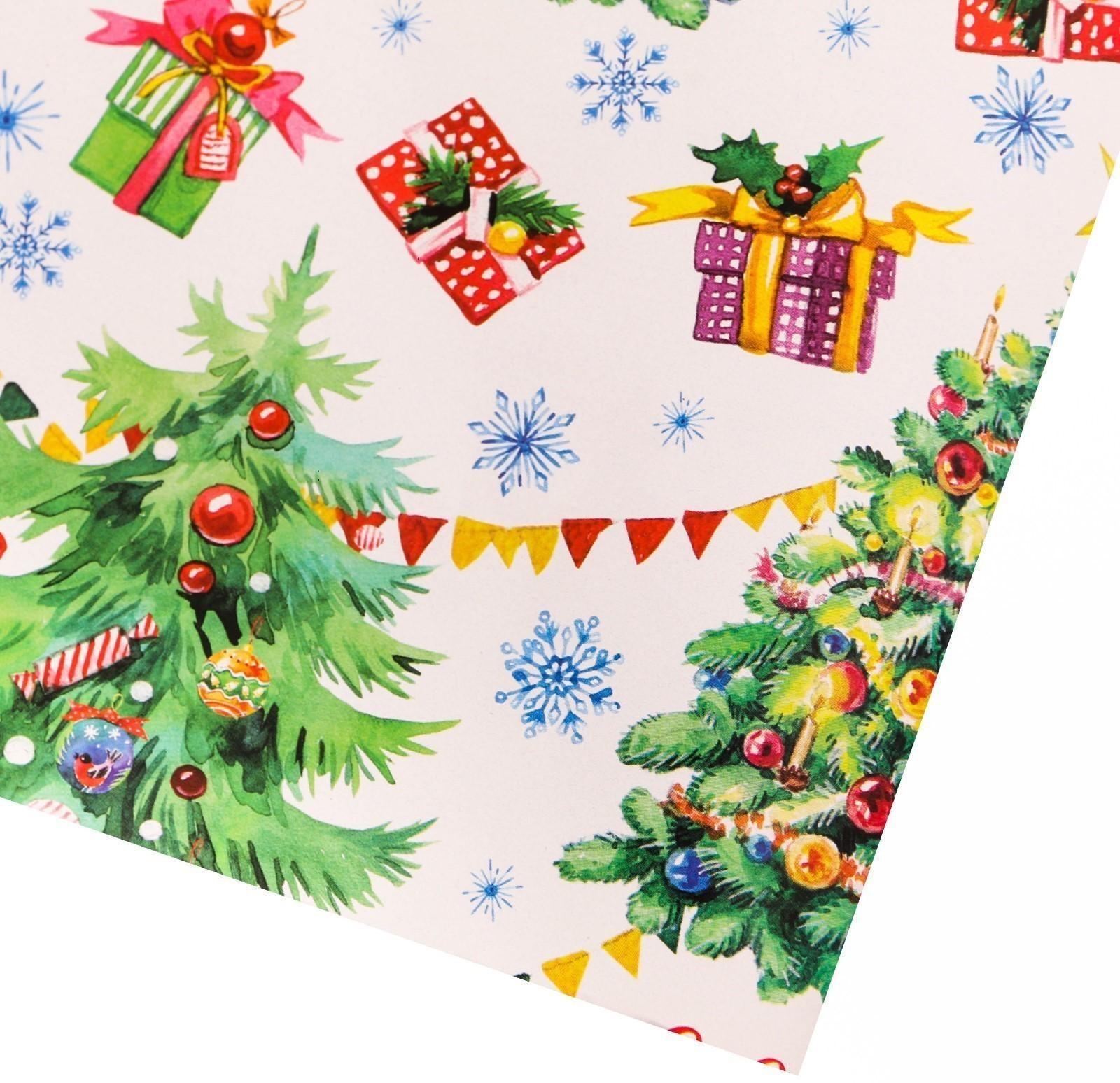 Бумага упаковочная глянцевая «Хоровод ёлок», 70 × 100 см / 10 шт.