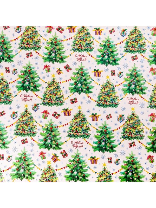 Бумага упаковочная глянцевая «Хоровод ёлок», 70 × 100 см / 10 шт.