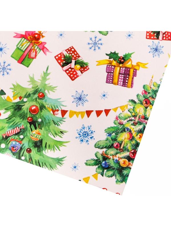 Бумага упаковочная глянцевая «Хоровод ёлок», 70 × 100 см / 10 шт.