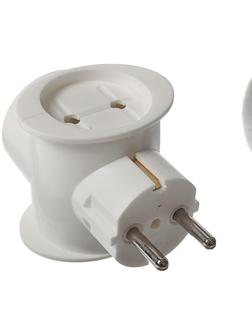 Тройник электрический REXANT, 16 А, одно гнездо с з/к, универсальный, белый