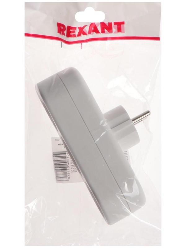 Тройник электрический REXANT, 16 А, с з/к, линейный, белый