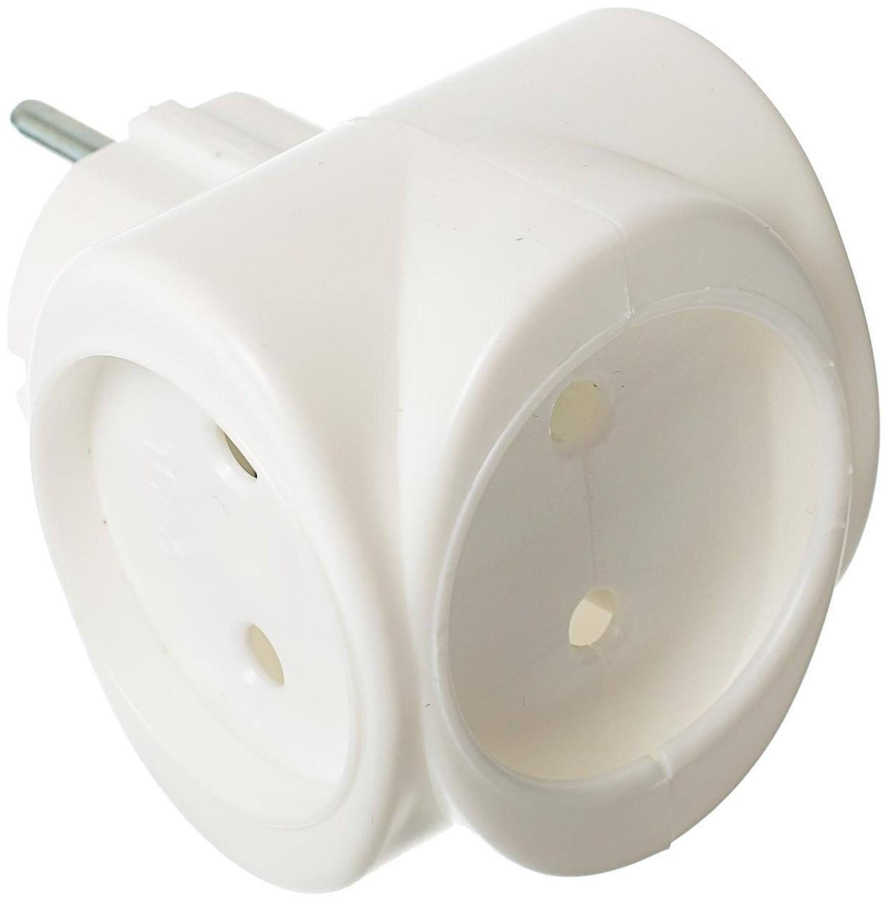 Тройник электрический REXANT, 6 А, без з/к, биметалл, белый