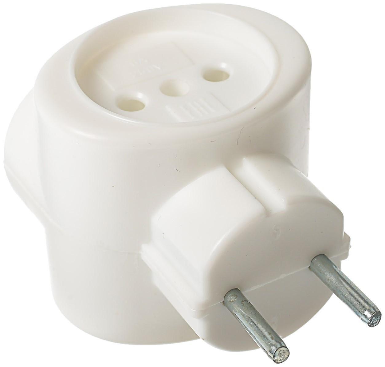 Тройник электрический REXANT, 6 А, без з/к, биметалл, белый